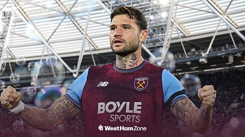 Morato celebrating for West Ham