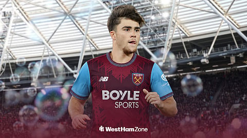 Harry Amass in a West Ham United short ahead of the London Stadium.