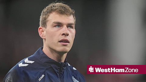 West Ham's Mads Hermansen warming up for Denmark