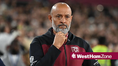 Nuno Espirito Santo looking worried at West Ham