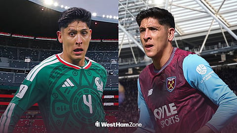 Edson Alvarez playing for Mexico and Edson Alvarez playing for West Ham