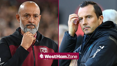 West Ham United manager Nuno Espirito Santo and QPR manager Julien Stephan