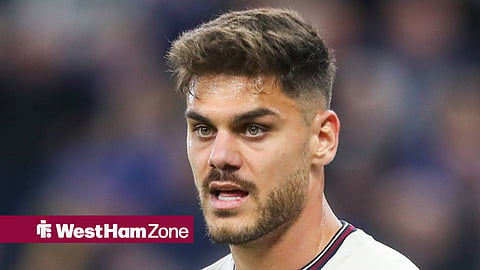 Konstantinos Mavropanos in action for West Ham