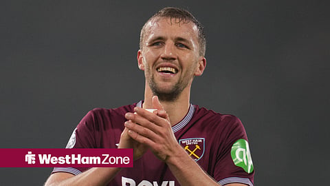 Tomas Soucek smiling at West Ham