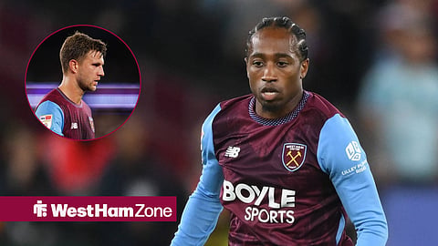 West Ham United defender Kyle Walker-Peters and Joel Veltman in a circular inset
