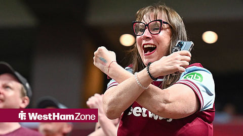 West Ham United supporter doing the Hammers gesture