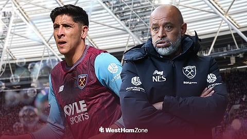 Edson Alvarez and Nuno Espirito Santo at London Stadium for West Ham