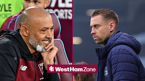 Nuno Espirito Santo smiling on the bench and Tonda Eckert on the touchline for Southampton