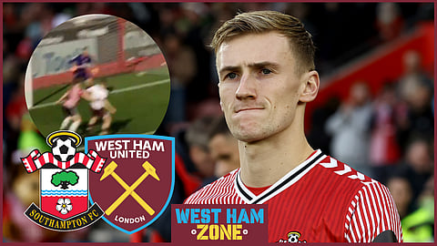 West Ham loanee Flynn Downes scores controversial Southampton goal. Credit: EFL
