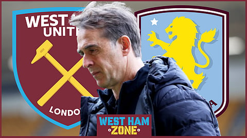 Julen Lopetegui lost his first West Ham match against Aston Villa