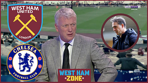 David Moyes reacts as West Ham lose to Chelsea. Credit: beIN Sports
