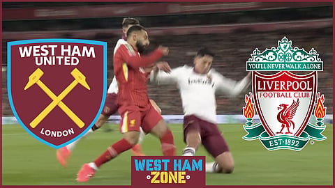 Edson Alvarez red card for West Ham against Liverpool [credit: Sky Sports Football]