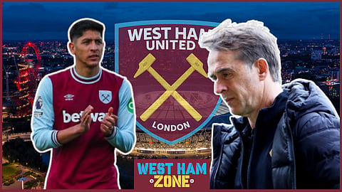 Edson Alvarez and Julen Lopetegui at West Ham. Credit: Imago