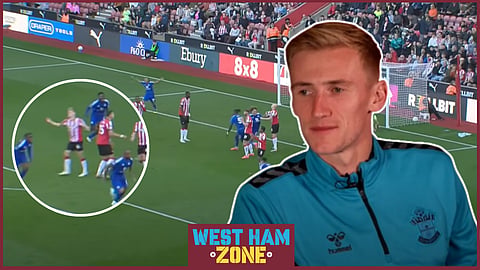 Flynn Downes regretting West Ham exit after what happened to Southampton. Credit: Southampton YouTube channel / Sky Sports