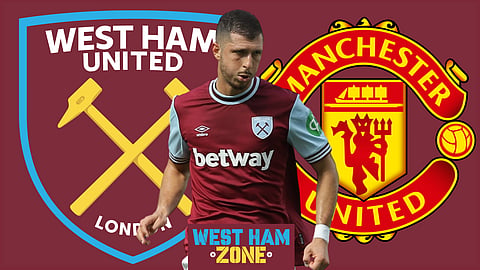 Guido Rodriguez has struggled for West Ham v Manchester United. [Credit: Imago]