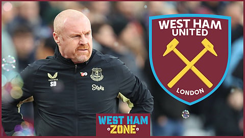 Everton manager Sean Dyche at West Ham's London Stadium. (Credit: Imago)
