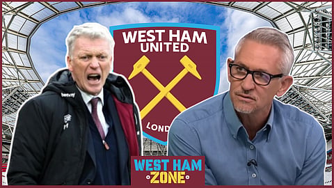 Gary Lineker aims "scrooge" jibe at David Moyes after what he did at West Ham. Credit: Imago / BBC Sport YouTube