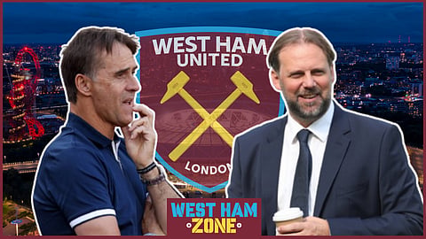 Tim Steidten and Julen Lopetegui at West Ham. Credit: Imago