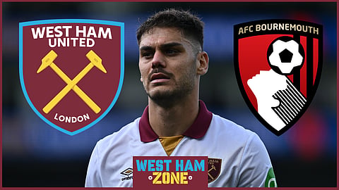 Konstantinos Mavropanos cost West Ham v Bournemouth [Credit: Imago]