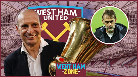Max Allegri is mooted as a Julen Lopetegui replacement at West Ham. (Credit - Imago)