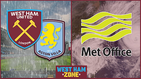 West Ham and Aston Villa have been given an update from the Met Office
